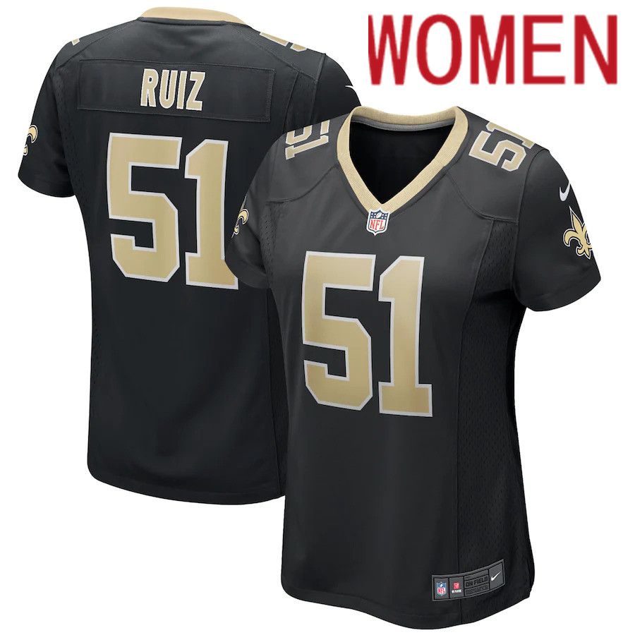 Women New Orleans Saints 51 Cesar Ruiz Nike Black Game NFL Jersey